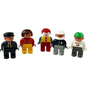 Vintage LEGO Duplo Figures Set of 5: Clown Police Octan Worker Conductor & Girl